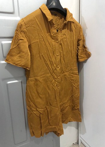 Trendyol Kadın Hardal Kısa Kollu Tulum - Görsel 4