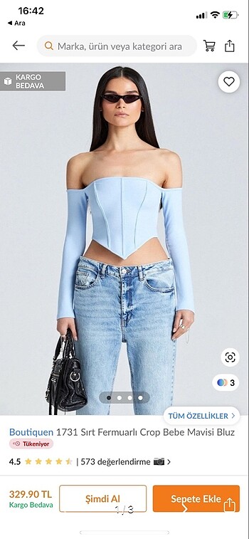 Bebek mavisi crop boutiqueen