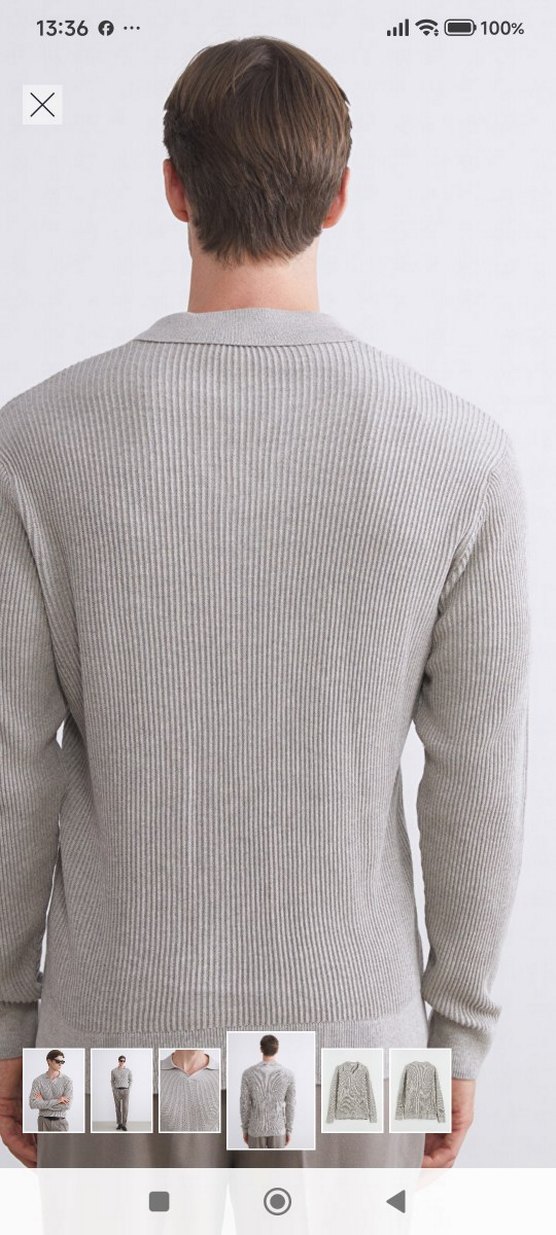 Bej Triko Polo Yaka Kazak — görsel 4/4