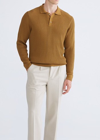 U.S Polo Assn. Hardal Kahverengi Fitilli Polo Triko Kazak