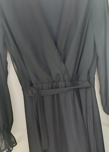 Siyah Uzun V Yaka Kadın Elbise - Görsel 3