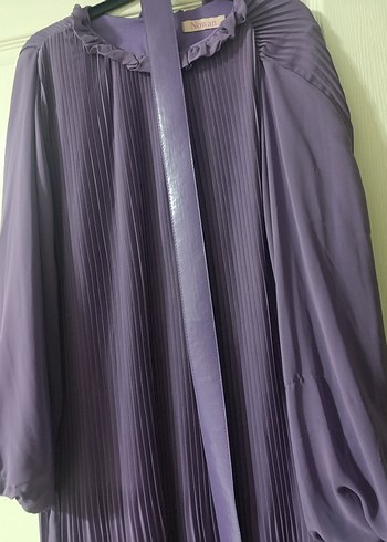 Mor Pilili Midi Elbise - Nowan - Görsel 5