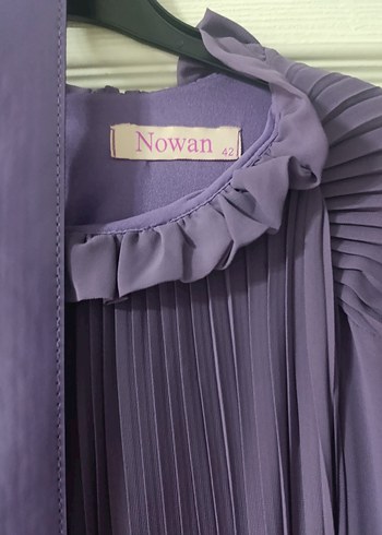Mor Pilili Midi Elbise - Nowan - Görsel 2