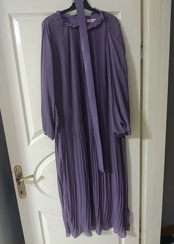 Mor Pilili Midi Elbise - Nowan - Görsel 4