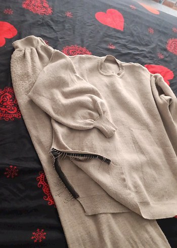 Gri Kapüşonlu Nakışlı Örgü Keten Erkek Sweatshirt - Görsel 5