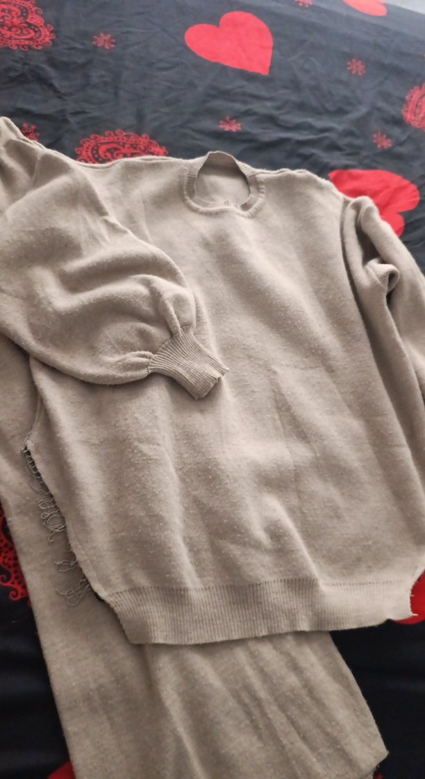 Gri Kapüşonlu Nakışlı Örgü Keten Erkek Sweatshirt - Görsel 3