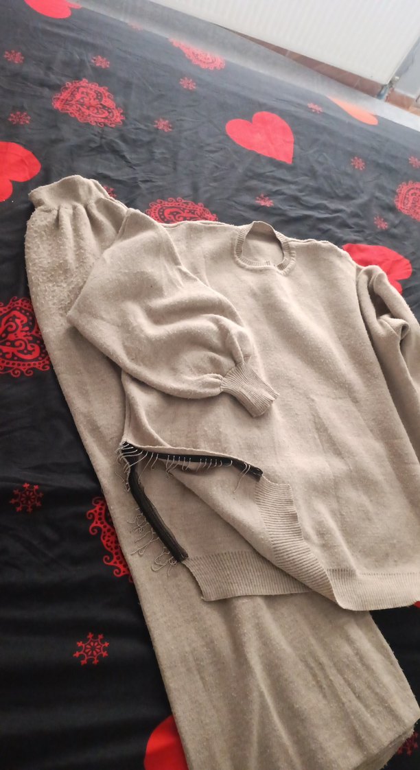 Gri Kapüşonlu Nakışlı Örgü Keten Erkek Sweatshirt - Görsel 5