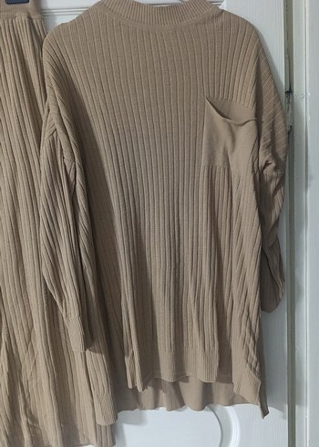 Bej Kadın Uzun Kollu Pilili Triko Takım - Görsel 2