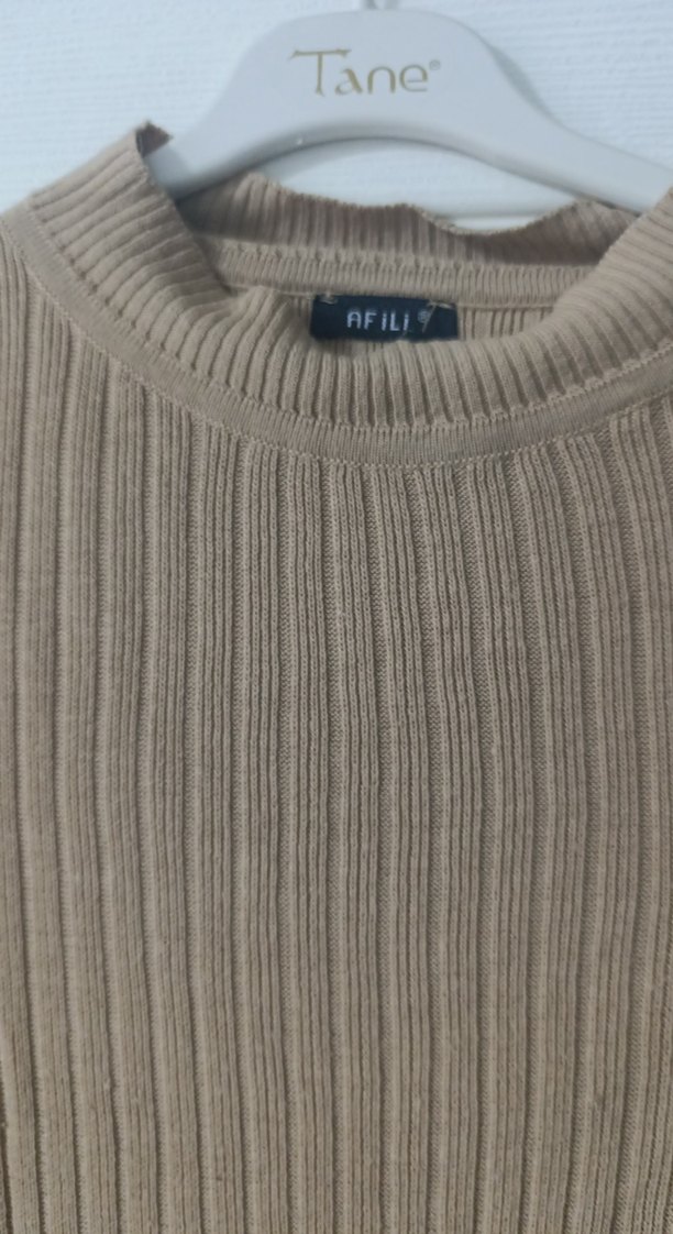 Bej Kadın Uzun Kollu Pilili Triko Takım - Görsel 3