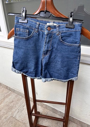 Diğer Gevşek Kesim Mavi Mini Denim Şort