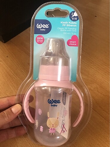 Beden pembe Renk Wee Baby Klasik Kulplu PP Biberon 150 ml