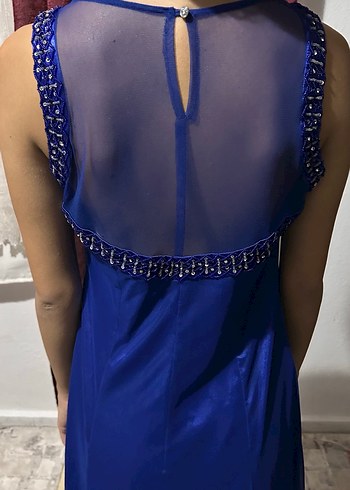 Straplez Lacivert Uzun Abiye Elbise - Görsel 3