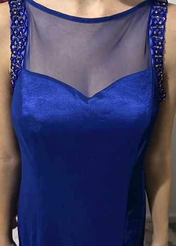 Straplez Lacivert Uzun Abiye Elbise - Görsel 4