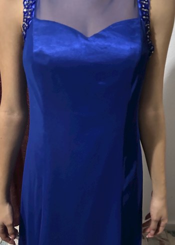 Straplez Lacivert Uzun Abiye Elbise - Görsel 6