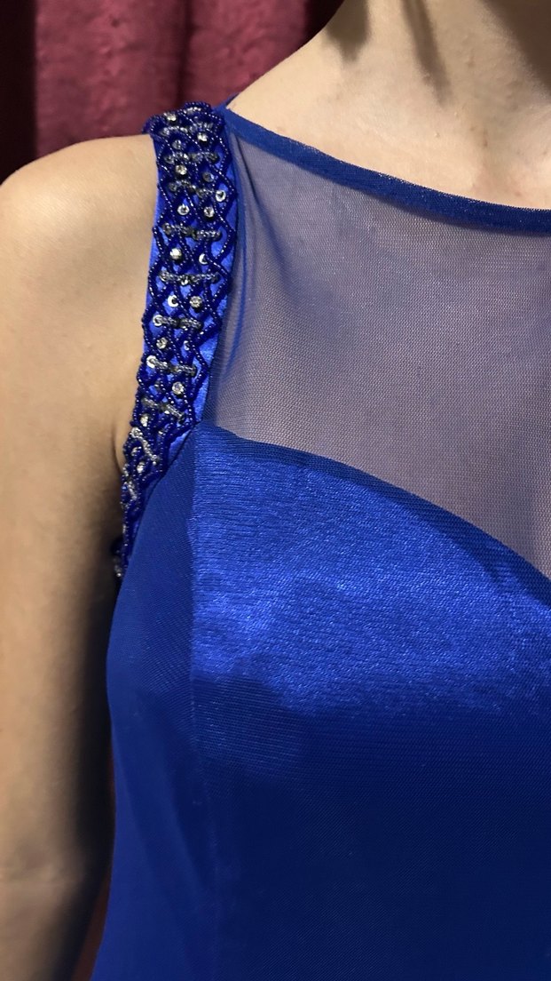 Straplez Lacivert Uzun Abiye Elbise - Görsel 5