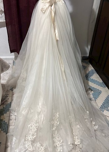 Dantel İşlemeli Straplez A Kesim Beyaz Gelinlik - Görsel 6