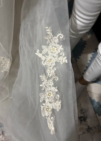 Dantel İşlemeli Straplez A Kesim Beyaz Gelinlik - Görsel 8