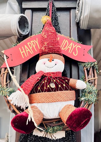 Renkli Kardan Adam Figürlü Kapı Süsü - Görsel 3