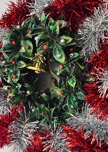 Kırmızı ve Gümüş Yılbaşı Kapı Süsü - Görsel 2