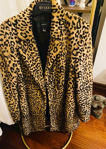 Mango Leopar Desenli Pelus Uzun Ceket