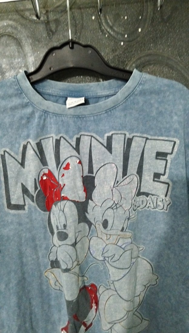 Kız Çocuk Gri Denim Baskılı Tişört 15 yas(Çin) - Görsel 2