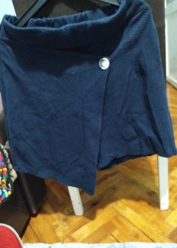 Düğmeli Koyu Mavi Mini  şort Etek( çini) - Görsel 3