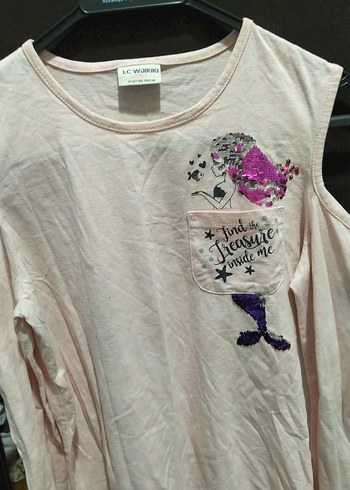 Kız Çocuk Pembe Payetli Tişört( çini) - Görsel 2