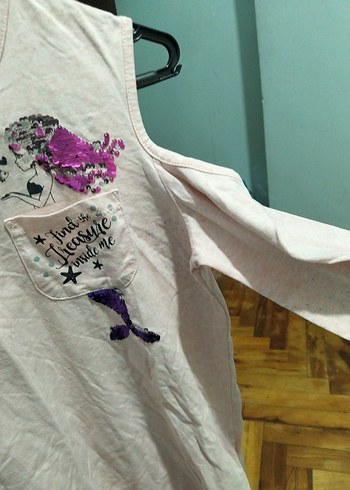 Kız Çocuk Pembe Payetli Tişört( çini) - Görsel 3