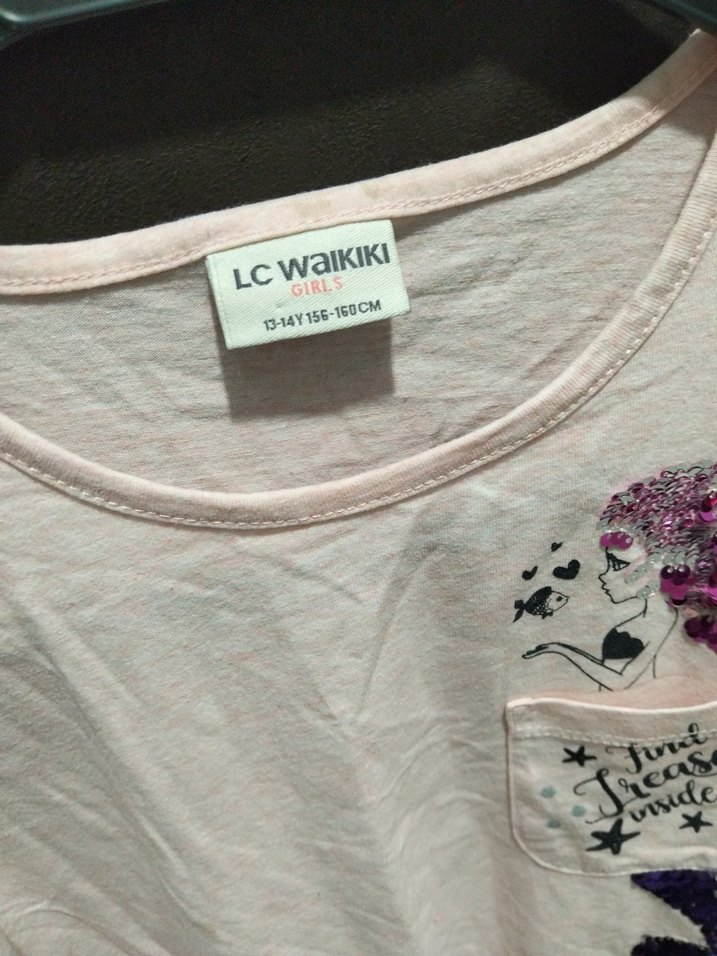 Kız Çocuk Pembe Payetli Tişört( çini) - Görsel 4