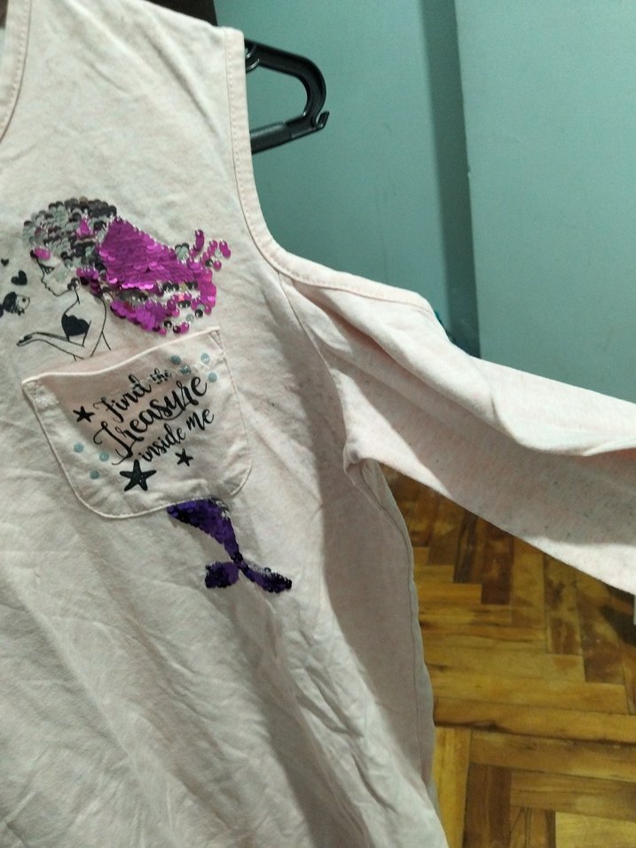 Kız Çocuk Pembe Payetli Tişört( çini) - Görsel 3