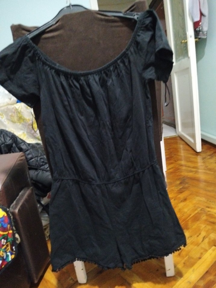 Kadın Siyah Keten Bohem Kısa Tulum( çini) - Görsel 3