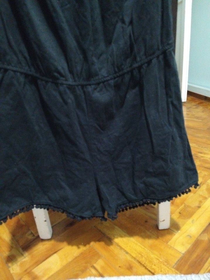 Kadın Siyah Keten Bohem Kısa Tulum( çini) - Görsel 4