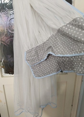 Gri Puantiyeli Beyaz Bebek cibinlik. (G) - Görsel 2