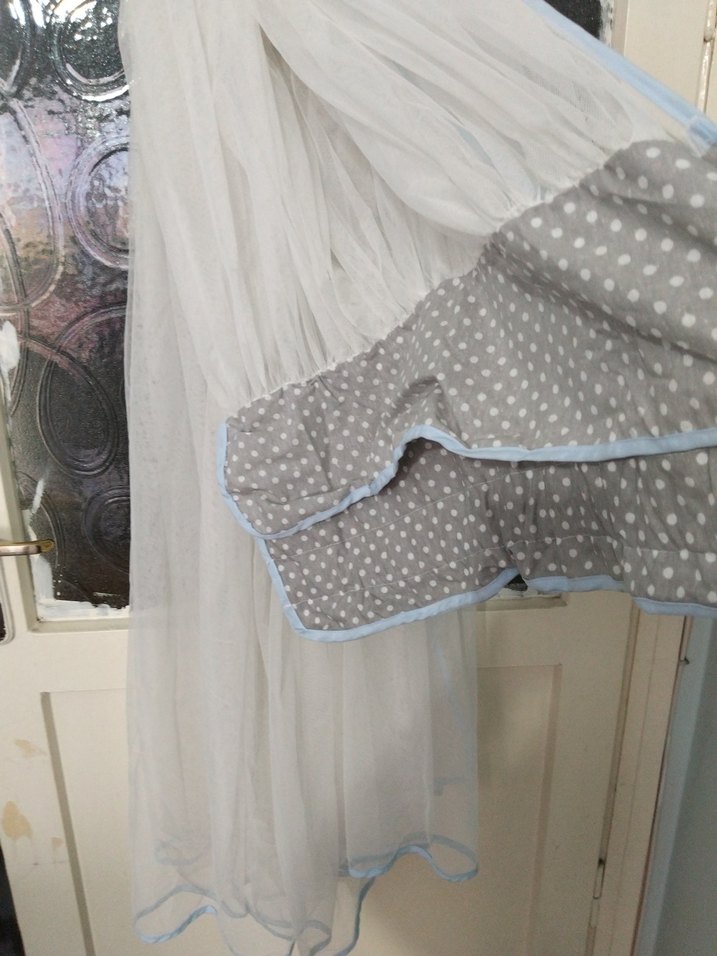 Gri Puantiyeli Beyaz Bebek cibinlik. (G) - Görsel 2