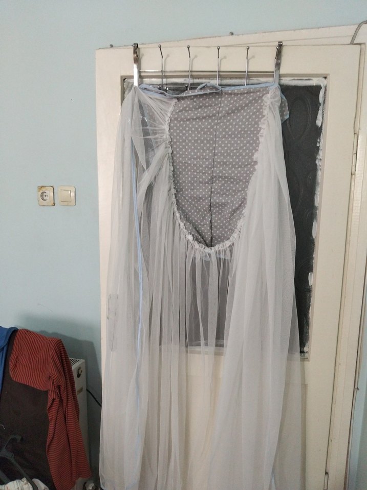 Gri Puantiyeli Beyaz Bebek cibinlik. (G) - Görsel 4