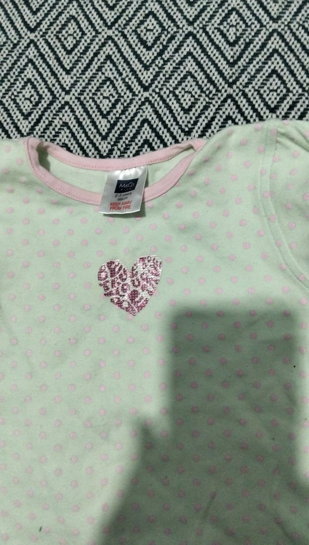 Kız Çocuk Pembe Kalp Baskılı Pamuklu Tişört(yaz) - Görsel 2