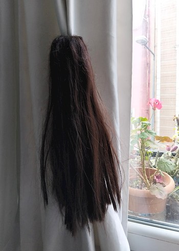 Bej Saten Bohem Tarzı Saç Aksesuarı. 35 cm. - Görsel 2