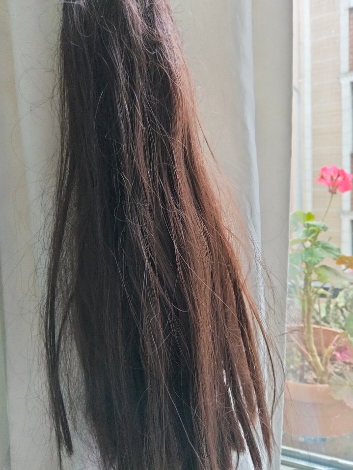 Bej Saten Bohem Tarzı Saç Aksesuarı. 35 cm. - Görsel 3