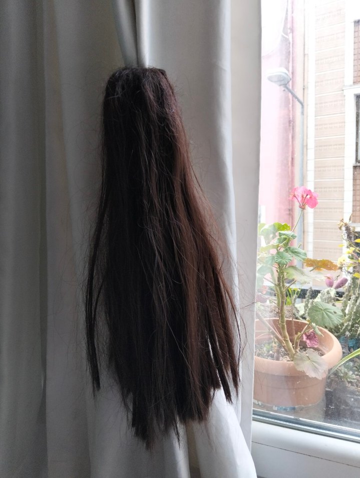 Bej Saten Bohem Tarzı Saç Aksesuarı. 35 cm. - Görsel 2