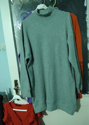 Kadın Gri Boğazlı Triko Kazak KK - Görsel 2