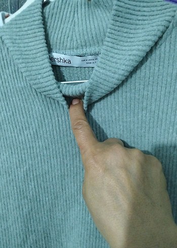 Kadın Gri Boğazlı Triko Kazak KK - Görsel 3