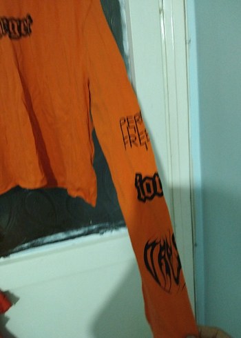 Turuncu Baskılı Kadın Sweatshirt KK - Görsel 3