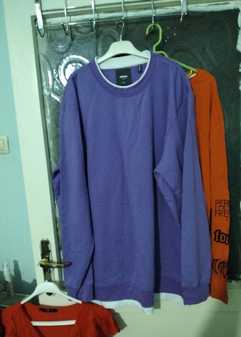 Mor Uzun Kollu Salaş Sweatshirt KK - Görsel 2