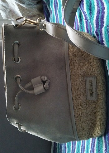 bej Süet deri Buckled Bohem El Çantası - Görsel 2