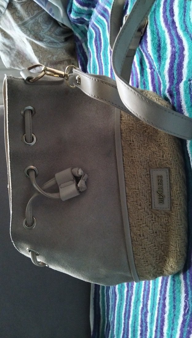 bej Süet deri Buckled Bohem El Çantası - Görsel 2