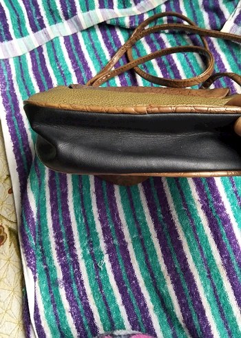 Kahverengi Yılan Derisi Desenli Kadın Deri Çanta - Görsel 4