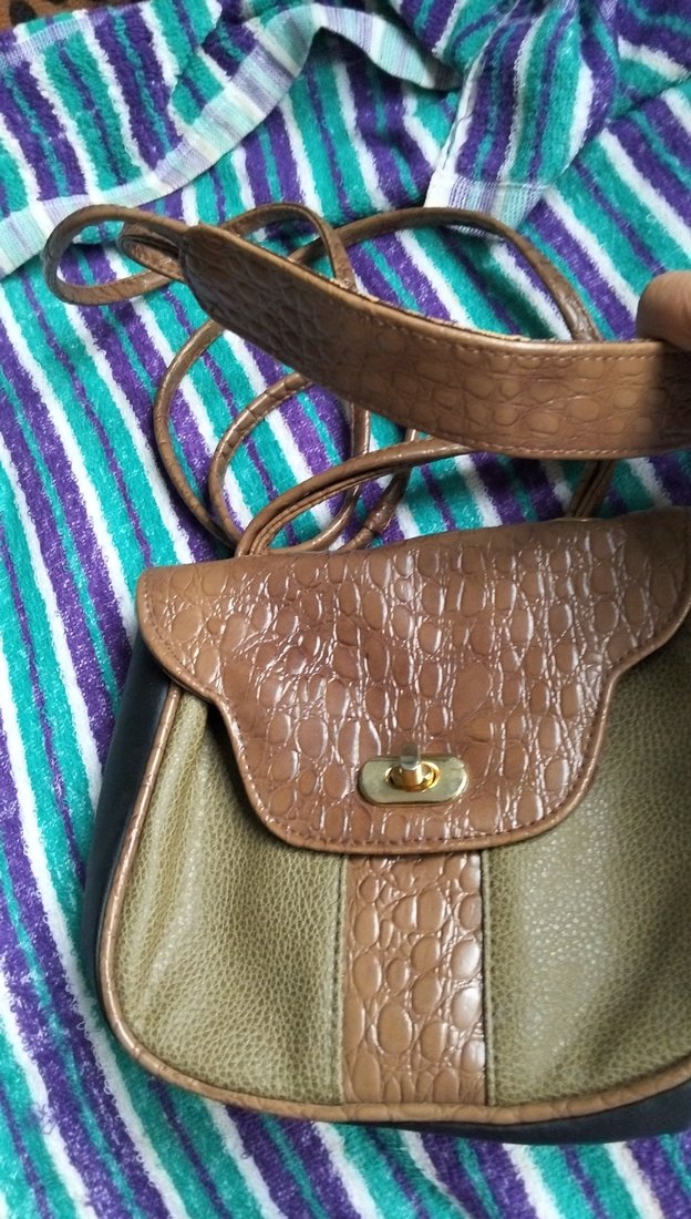 Kahverengi Yılan Derisi Desenli Kadın Deri Çanta - Görsel 2