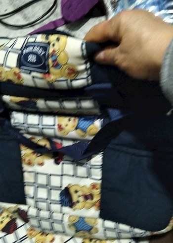 Ayı Desenli Çok Renkli Bebek Taşıyıcı ve bebek çantası - Görsel 4