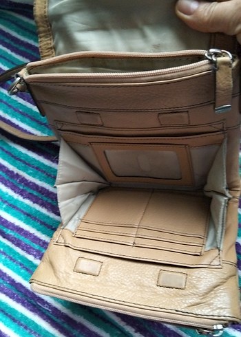 Bej Deri Kadın Çanta Tokalı - Görsel 5