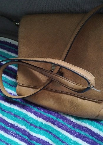 Bej Deri Kadın Çanta Tokalı - Görsel 2